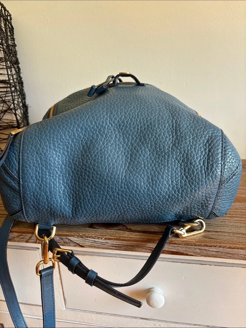 MICHAEL KORS Blue Pebble Leather Backpack